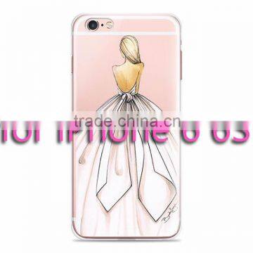 Fashion Girl Transparent Clear Soft Silicon TPU Gel Phone Case Cover for IPhone 6 6S Plus photo-6