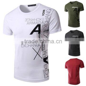 Breathable Mens Round Neck T-shirt Short Sleeve With Silkscreen Printing Logo