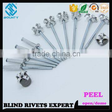 HIGH QUALITY OPEN END MANUFACTURER PROTRUDING CROWN HEAD ALU/ST PEEL TYPE RIVETS