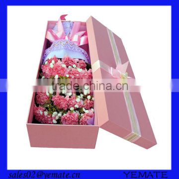 Custom design good looking square cardboard flower box with lid