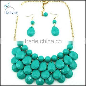 fashion Bubble Chain Bib Teardrops Clusters Statement Necklace/earring