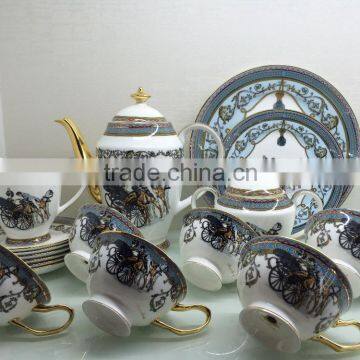 Gold supplier fine bone china material coffe and tea sets