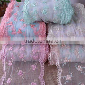 five color embroidery net Lace Fabric Trim DIY sewing cloth/doll Fabric width 15cm.