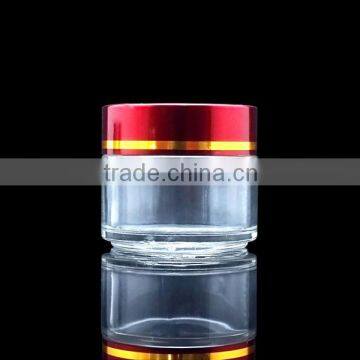 glass material big capacity 100 gram cosmetic jar with disc inner