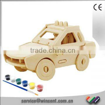 Draw Your Own Unique Police Car Wood 3D Puzzle