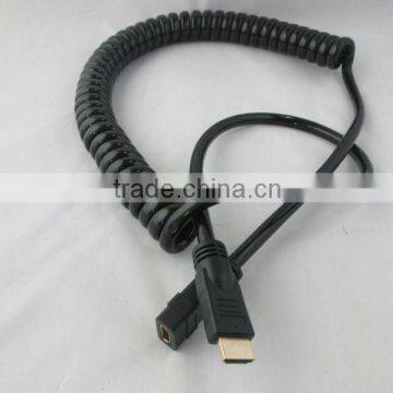 HDMI connector male to female spiral cable