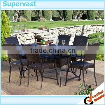 7 PCS Resin Wicker Pub Height Dining Table Set