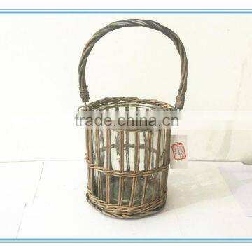 2016 Popular Willow Round Bowl Candle Stand/hurricane With Round Glass