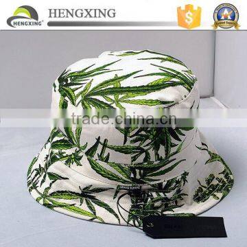 100% Cotton Marijuana Weed Leaves Printed Bucket Hat