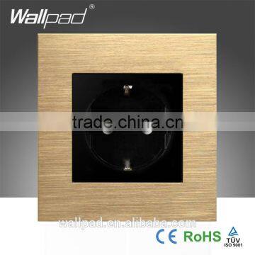 New Arrival Wallpad 110-250V EU UK Gold Aluminium Metal Frame EU European Standard Socket Outlet