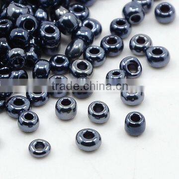 12/0 Glass Seed Beads, Lustered, Prussian Blue, 2x2mm(SEED-D003-05A)