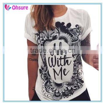 womens custom printing short sleeve t shirt