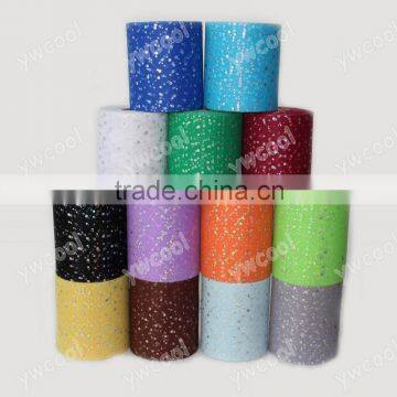 shining sequin Polyester tulle 6 inch x 100 yards spool glitter wedding facbric home decoration material