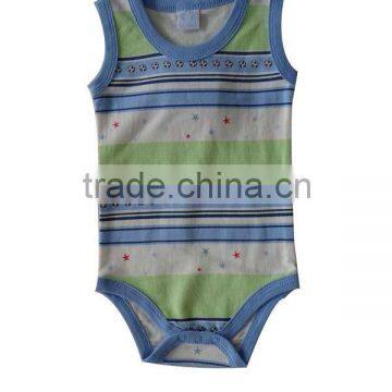 2013 cute pure yarn dye summer rompers vest baby clothing