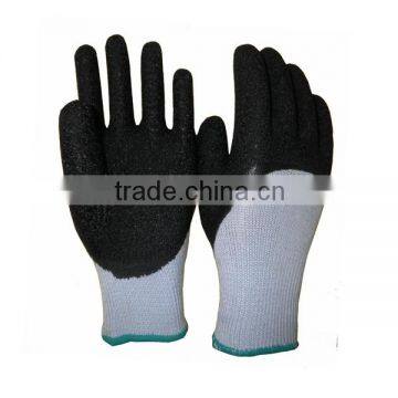 10 Gauge Black Crinkle Latex Half Coated Work Gloves for Construction