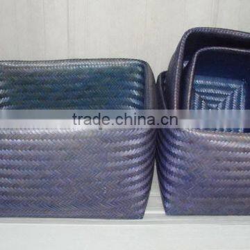 2014 Vietnam bamboo basket, craft bamboo double basket set of 3, nice handwoven basket for storage and decoration