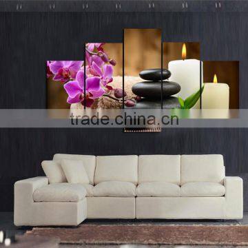 Feng Shui candle framed 5 panel giclee printing canvas for bedroom decor