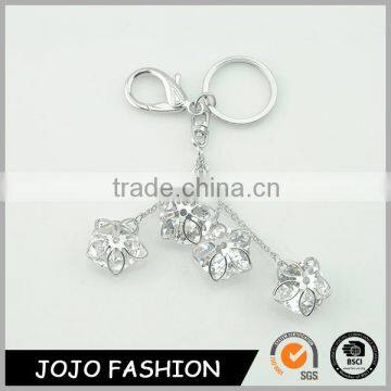 Beautiful elegant silver plated key ring stainless steel metal zircon crystal keychain                        
                                                                                Supplier's Choice