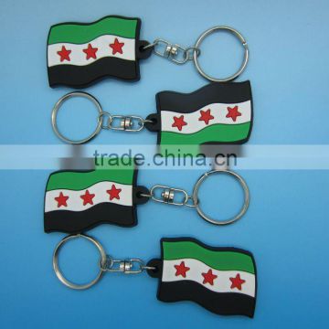 Newest Syria Flag 3D soft pvc keychain syria flag pvc keychain