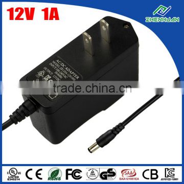 ZF120A-1201000 UL listed AC/DC adaptor 12V 1A power adapter with US plug