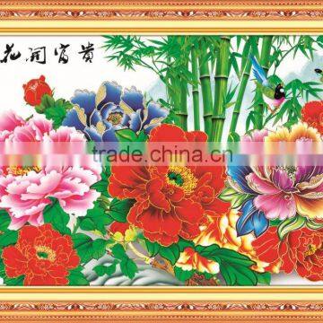 Traditional Mum Flower Cross Stitch Painting Chinese Writing Wallpaper Murals photo-4