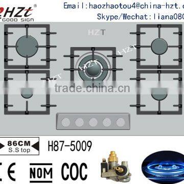 corner 5 burner gas cooker hobs