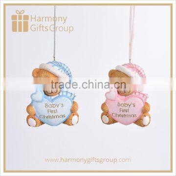 Resin Blue and Pink Teddy Bear For Baby Shower Decoration