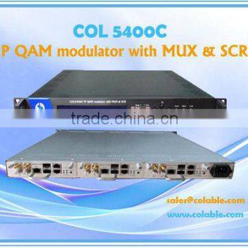 Integrated moudulator with multiplexer,scrambler, all in one device ,IP QAM Modulator with MUX & SCR COL5400C