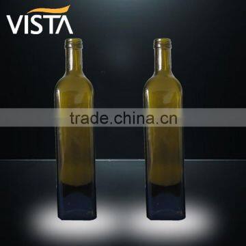 Round Dark Green Olive Oil Glass Bottle photo-2