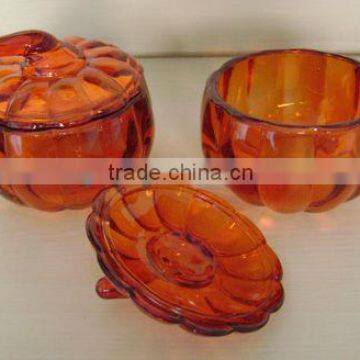 brown glass pumpkin jar