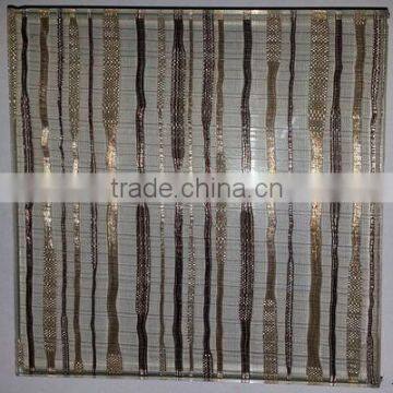 Wall glass with silk design, double PVB+ silk laminated glass