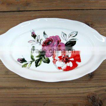 Oval Shaped Ceramic Dinner Serving Plate for Vegetable