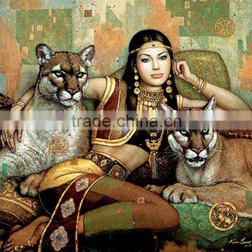 60x60cm beauty and panther style full diamond drilled canvas picture