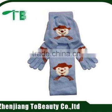 Baby Cat Purple Fleece Hat Scarf Gloves Set photo-2