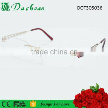 Latest fashion trendy woman rimless titanium spectacle optical eyewear with leo pattern