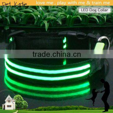 Ultra Bright Green Flashing LED Pet Collar High Quality Nylon Webbing