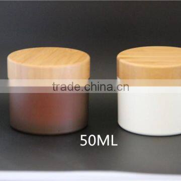 2016 New Double wall pastic jar with screw bamboo cap,50ml plastic jar,100ml plastic jar