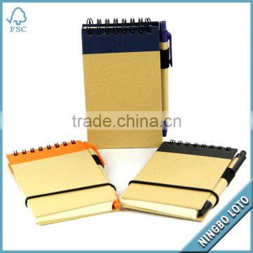 Kraft Cover Spiral Note Book with Pen