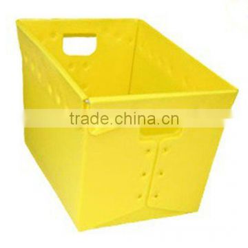 Nestable corrugated plastic tote box/mailing box /postal tote bin