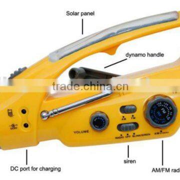 3LED solar dynamo flashlight with FMAM radio for outdoor