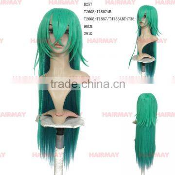 Free sample green crochet long braid hair wig synthetic braiding hair wig