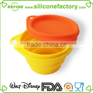 100% food grade use for travel portable kids silicone collapsible cup/bowl with cover