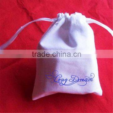 High Quality Custom Organic Cotton Muslin cosmetic pouch Drawstring Bag