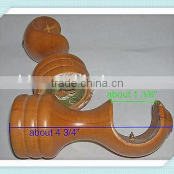 2 PAIR Large Wood Curtain Drapery Rod Finials, Balls Crown Pair of Brackets,Curtain Rail Bracket