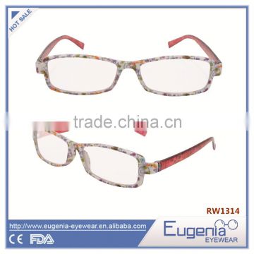 wholesale popular plastic flower printing reading glasses