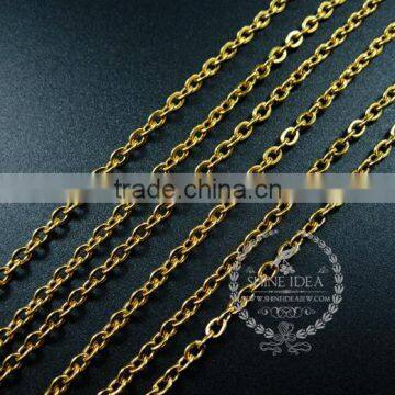 23inch 3mm gold plated 316L stainless steel necklace chain DIY jewelry supplies 1325008