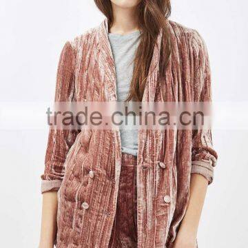 2016 Autumn Crinkle Velvet coats blazers suits women Custom
