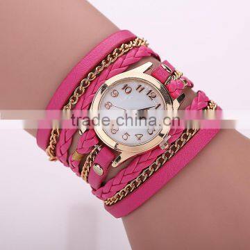 New braided bracelet watch leather bracelet watch multi colors waist watch for women