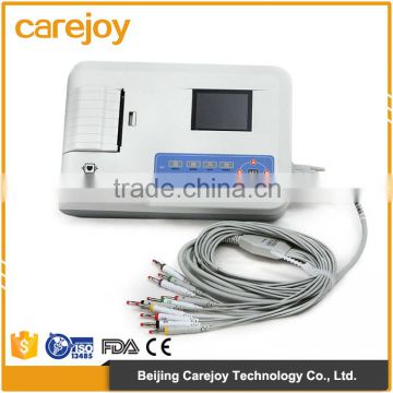 CE and ISO13485 White color high resolution TFT Color LCD portable Digital 3-channel Electrocardiograph