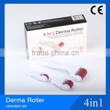 high quality 4 in 1 derma roller 720/300/1200 needles stainless microneedle dermaroller kits for skin whitening